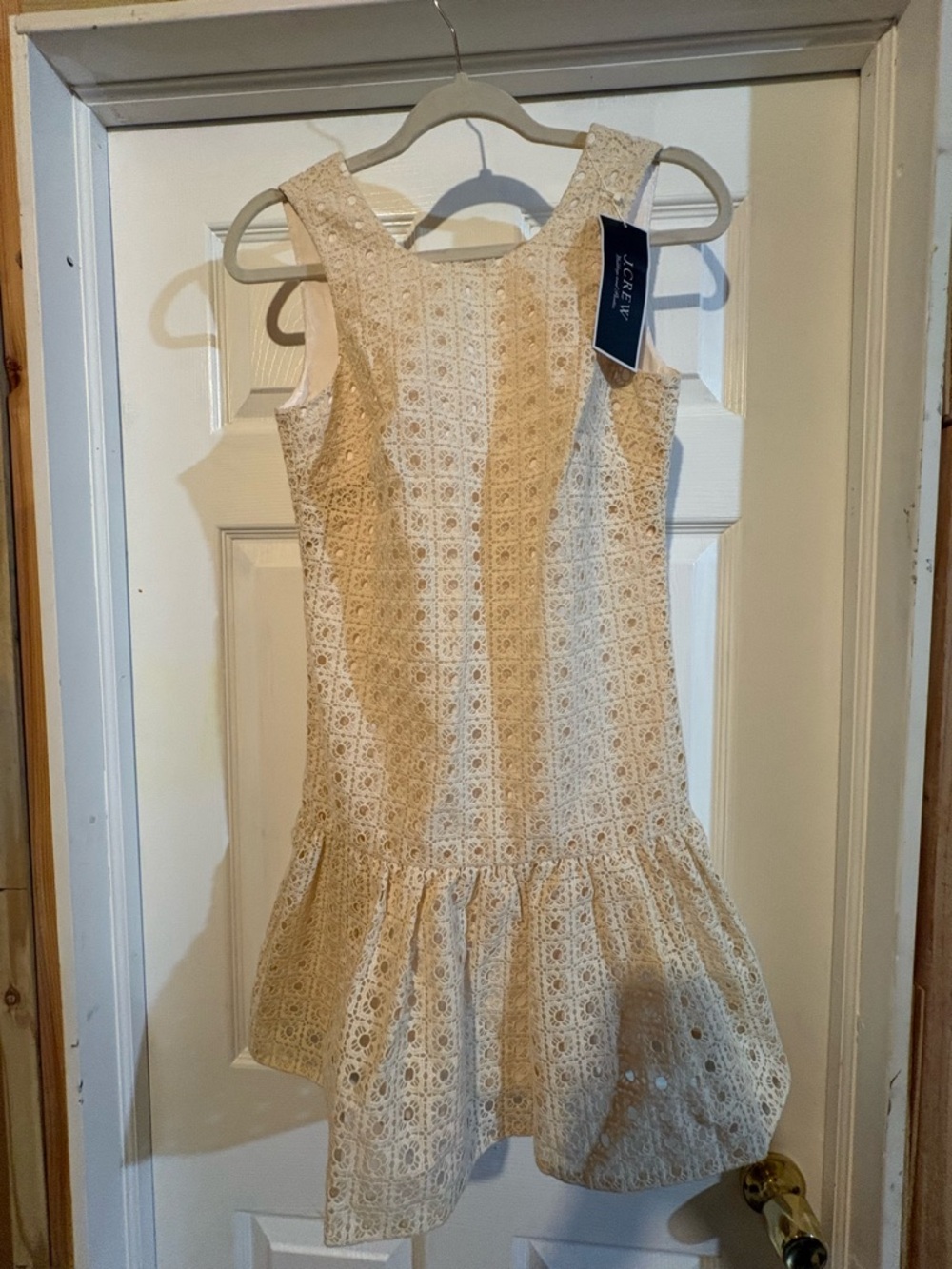 J. Crew Cream Eyelet Drop-Waist Dress